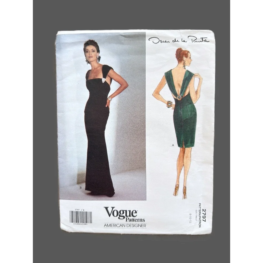 Vogue Designer Oscar de la Renta Sew Pattern Evening Cocktail Formal (8-12) UCFF